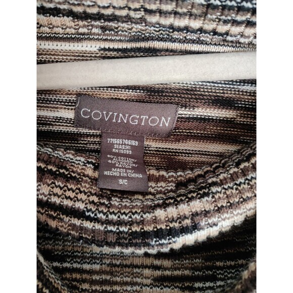Covington Womens Blouse Top Cowl Neck Size Small S Sm Brown Geometric Fall Shirt - Picture 10 of 15